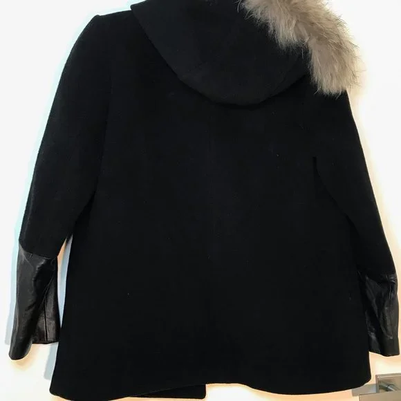 Wool Coat Leather Sleeves